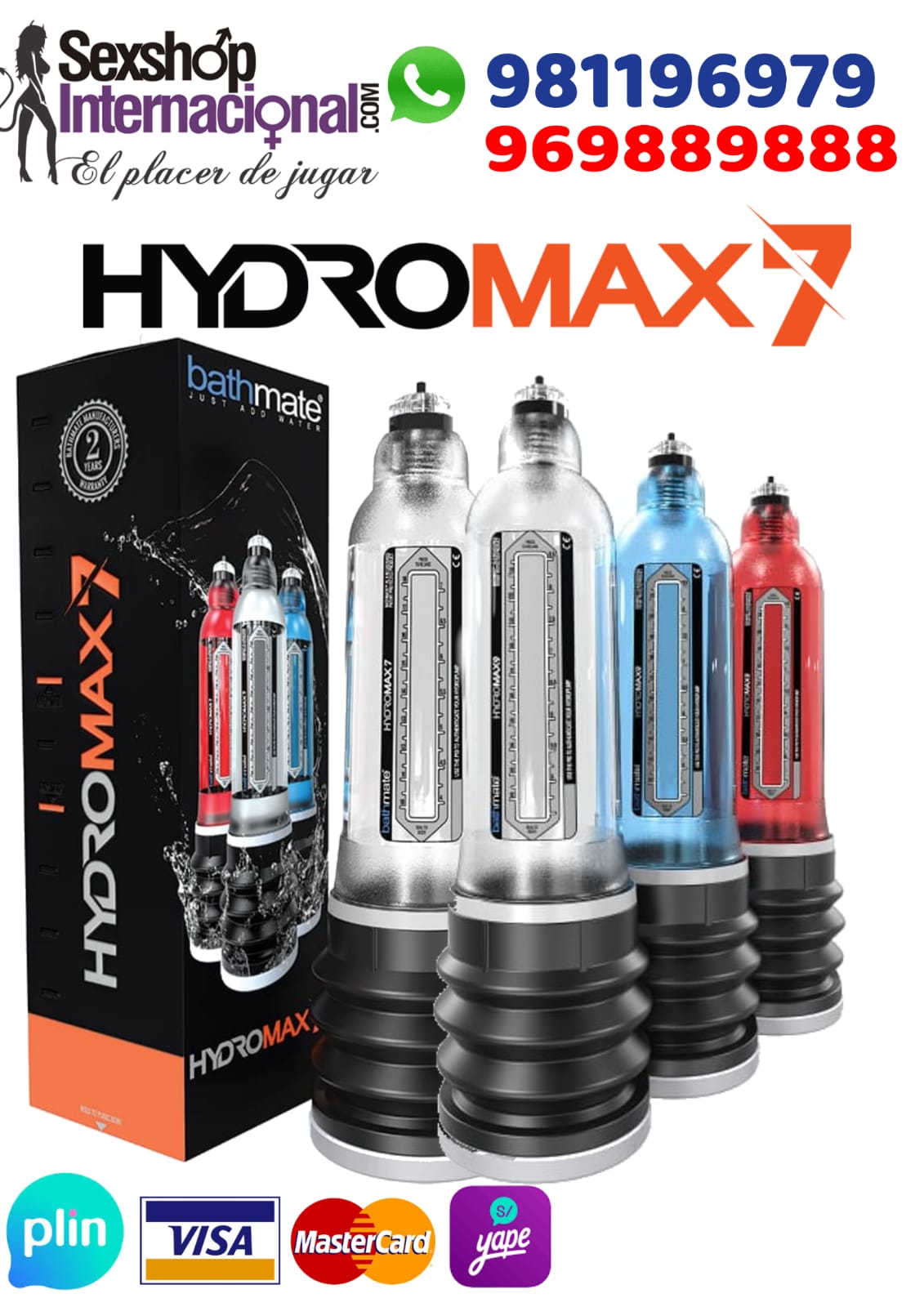 BOMBA DE VACIO-HIDROMAX 7- DESARROLLO VIRIL-ORIGINAL-POTENCIADOR SEXUAL-ENGROSADOR-SEXSHOP LIMA 971890151 